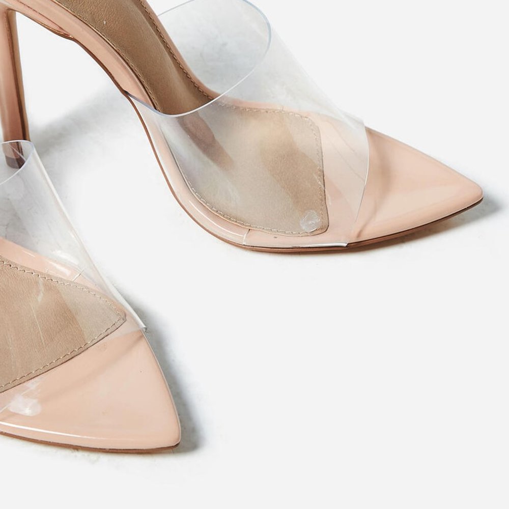 NEW๐ฅ Transparent Clear Nude Stiletto High Heel Slip-On Mules Sandals Open Toe - Picture 7 of 7